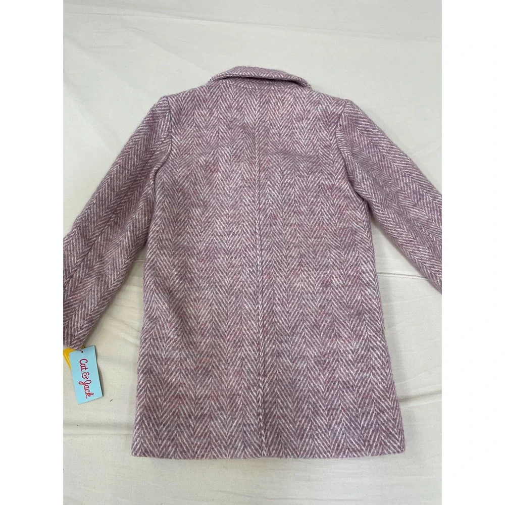 Cat & Jack Girls Purple Herringbone Overcoat Jacket Size S 6/6X New